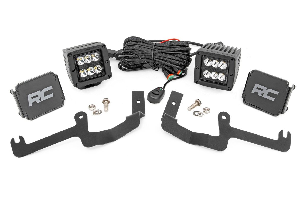 Chevrolet Silverado 1500 LED Light Kit - Ditch Mount - Rough Country - Spot - Black - '19-'22